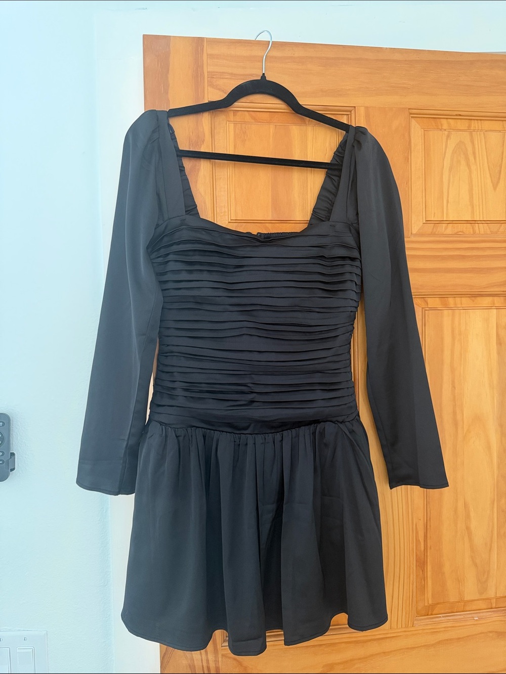 Abercrombie Black Long-Sleeve Drop Waist Mini Dress